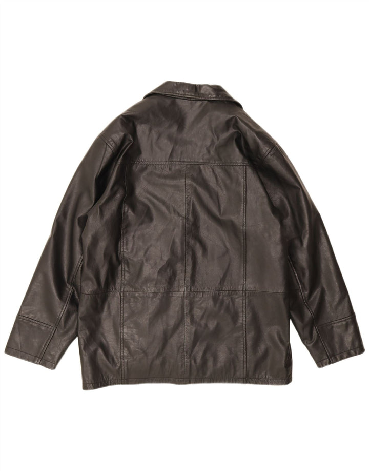 Jaqueta de couro masculina vintage UK 40 grande preta
