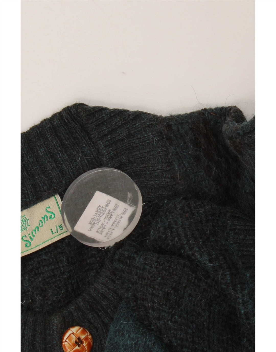 Suéter cardigã masculino vintage grande lã azul argyle/diamante alpaca