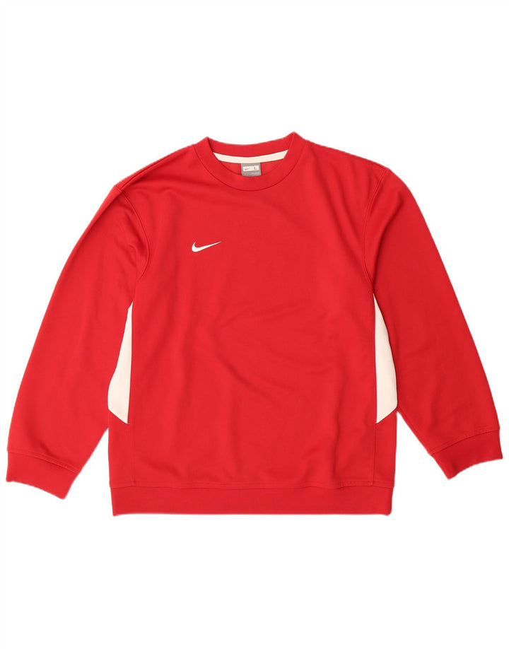 Moletom NIKE Meninos Jumper 12-13 Anos Grande Vermelho Colorblock Poliéster