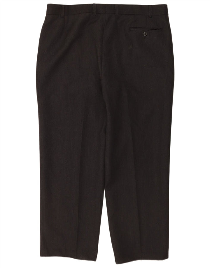Calça masculina de terno reto Marks & Spencer W40 L28 poliéster cinza