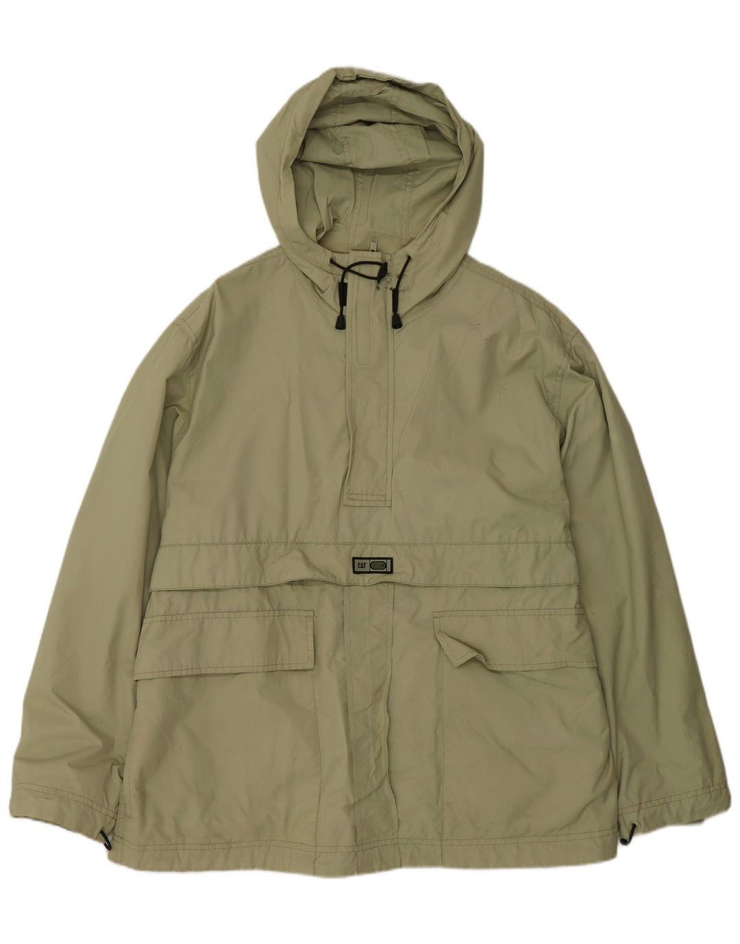 Jaqueta anorak masculina com capuz CAT Reino Unido 40 algodão cáqui grande