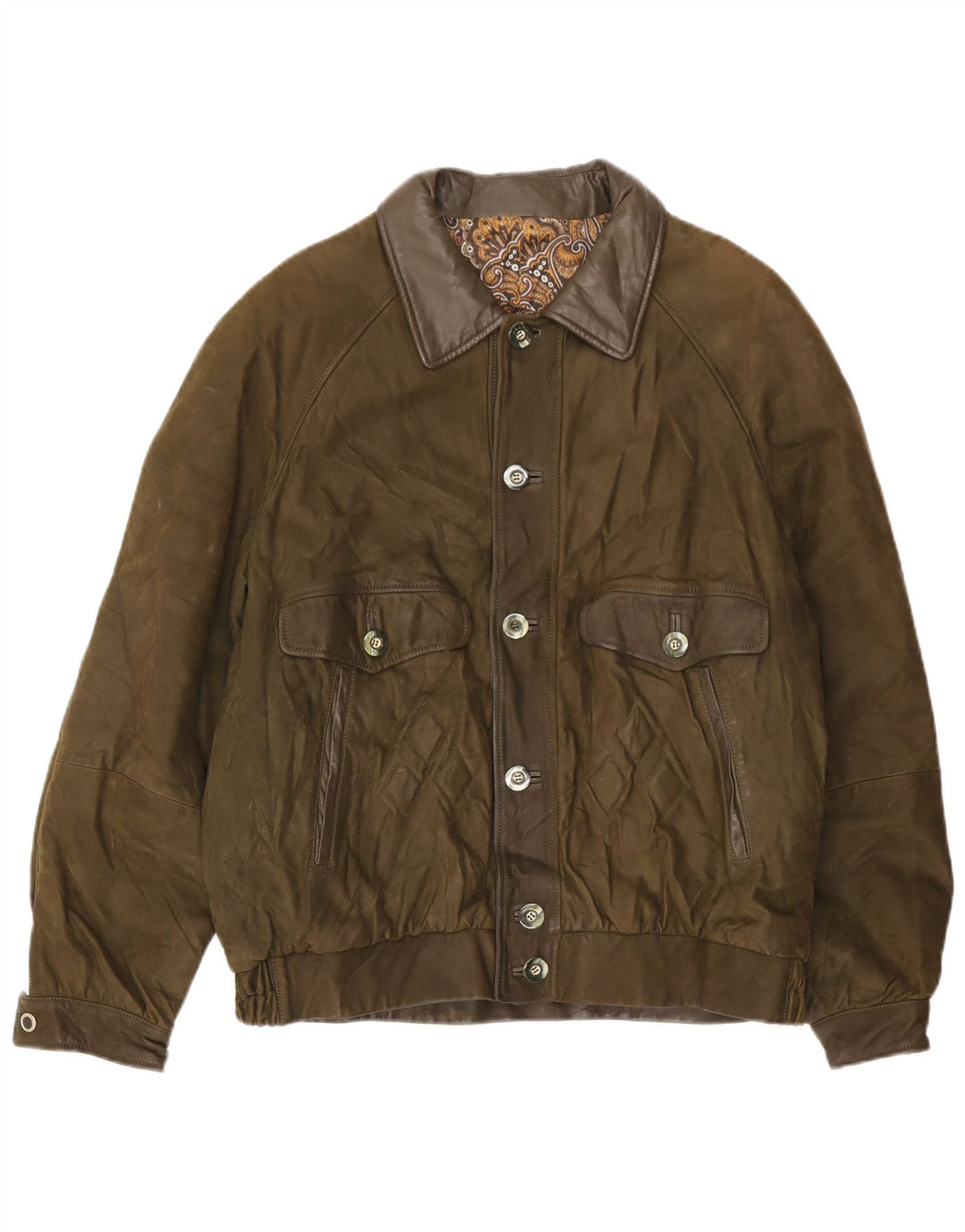 Jaqueta de couro masculina vintage UK 42 XL verde