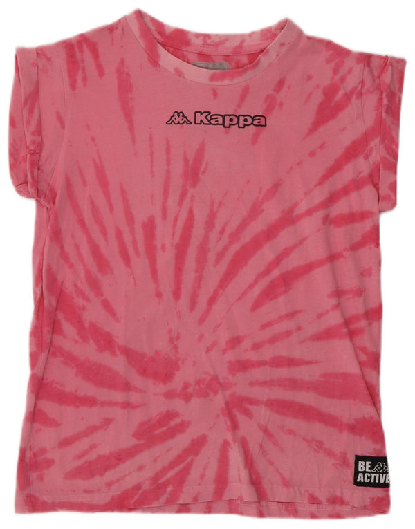Camiseta feminina Kappa com estampa gráfica UK 14 algodão tie-dye rosa médio