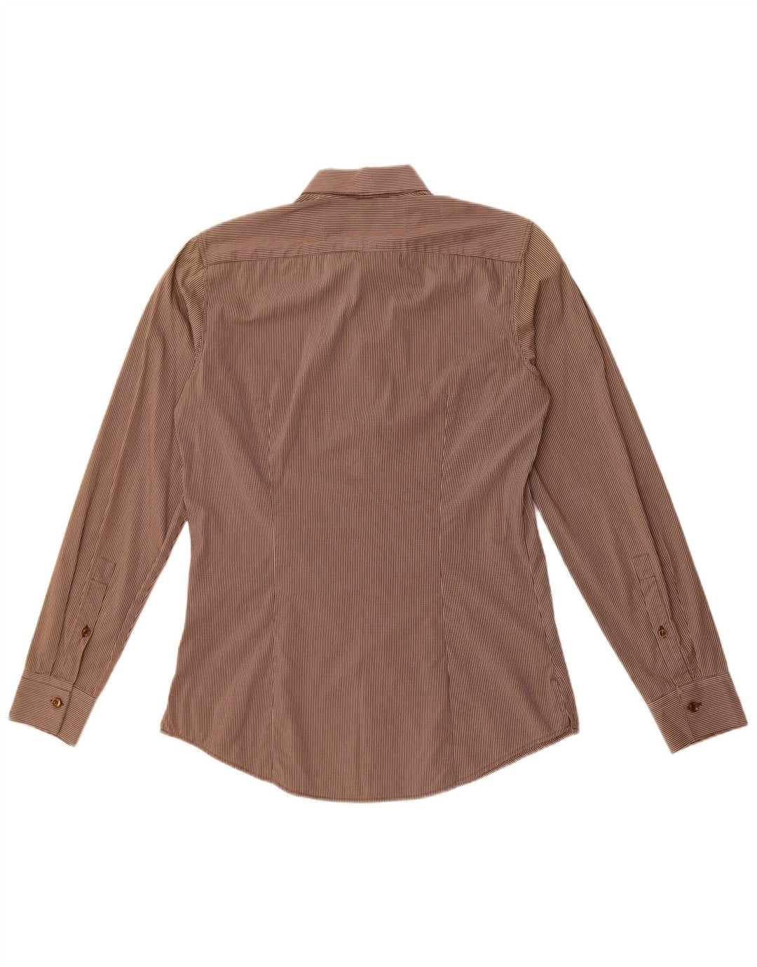 Camisa masculina Benetton pequena xadrez marrom algodão