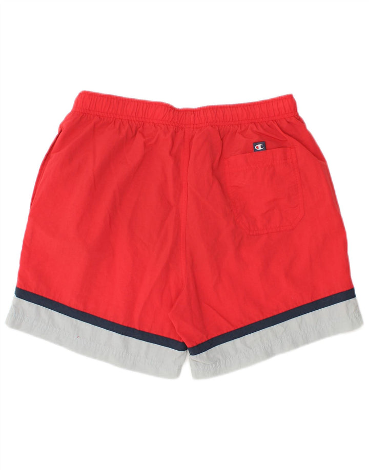 Shorts esportivos masculinos Champion médio vermelho colorblock