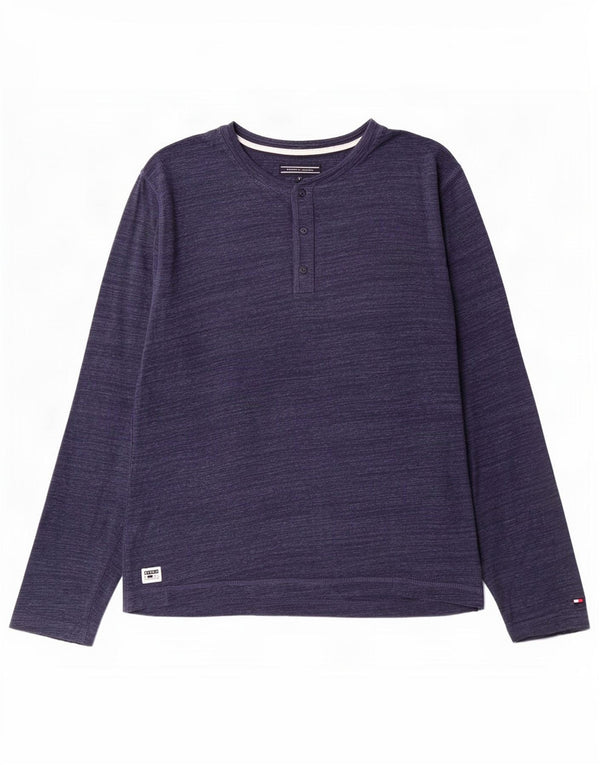 Tommy Hilfiger Top masculino de manga comprida XL azul marinho algodão manchado