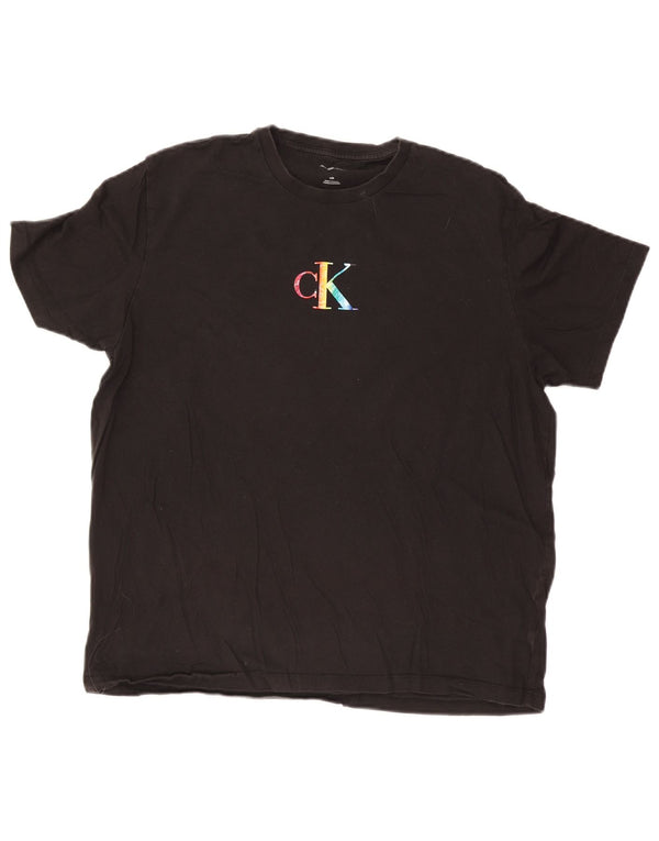 Calvin Klein Jeans Camiseta masculina gráfica grande preta