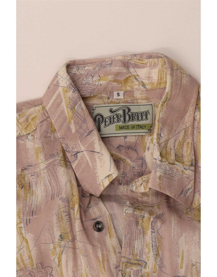 Camisa masculina vintage com estampa abstrata pequena rosa