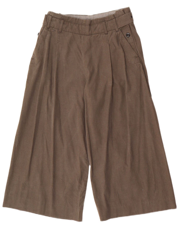 Calça capri feminina de cintura alta com perna larga G-Star W29 L20 cáqui Lyocell