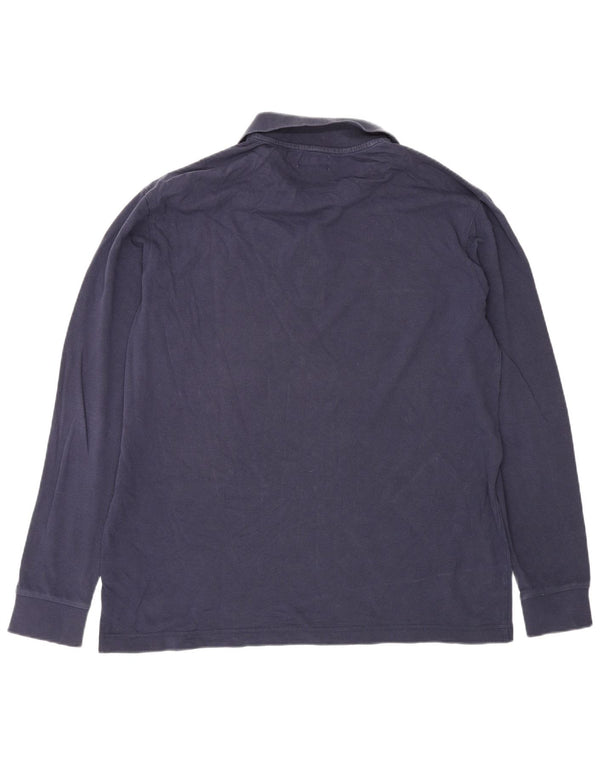 Camisa polo masculina de manga comprida Kappa grande algodão azul marinho