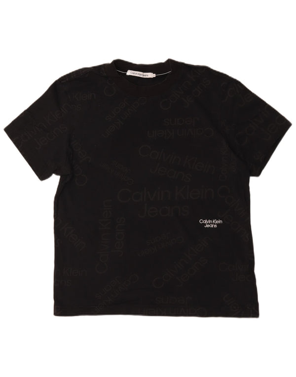 Calvin Klein Jeans Camiseta masculina gráfica Top médio algodão preto