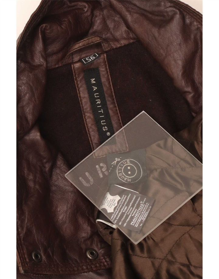 Jaqueta de couro masculina Mauritius IT 56 3XL marrom
