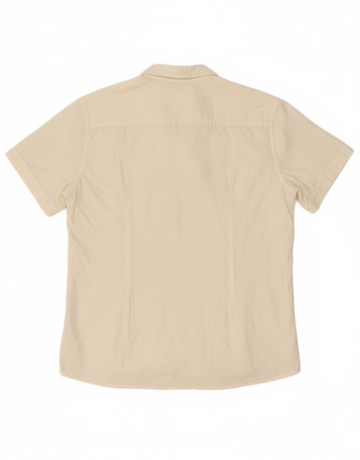Camisa masculina de manga curta LEE, linho branco médio