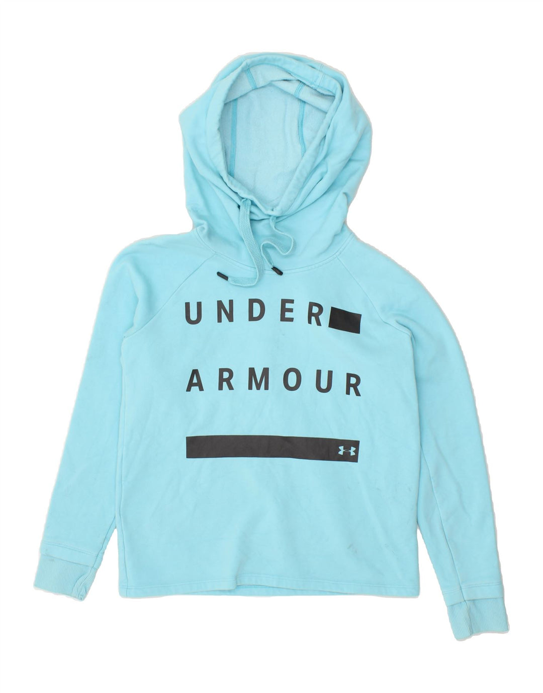 UNDER ARMOUR Womens Graphic Hoodie Jumper UK 6 XS Blue Cotton Vintage Under Armour and Second-Hand Under Armour from Messina Hembry 