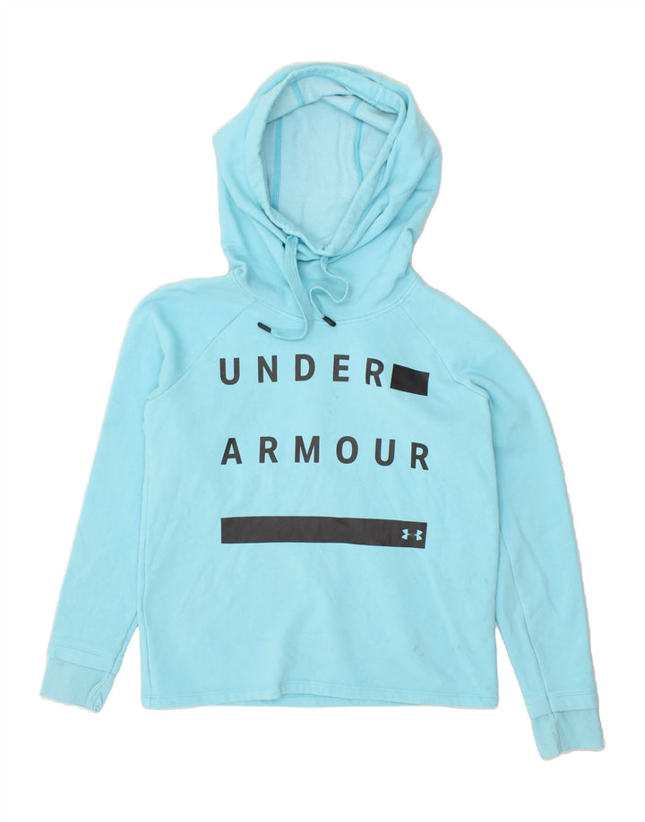 UNDER ARMOUR Womens Graphic Hoodie Jumper UK 6 XS Blue Cotton Vintage Under Armour and Second-Hand Under Armour from Messina Hembry 