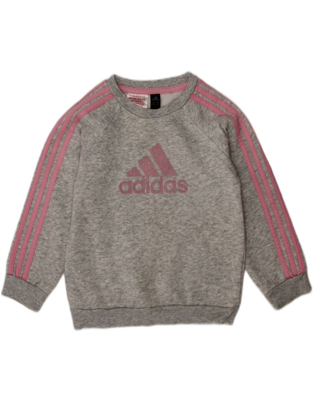 ADIDAS Baby Girls Graphic Sweatshirt Jumper 18-24 Months Grey Cotton Vintage Adidas and Second-Hand Adidas from Messina Hembry 