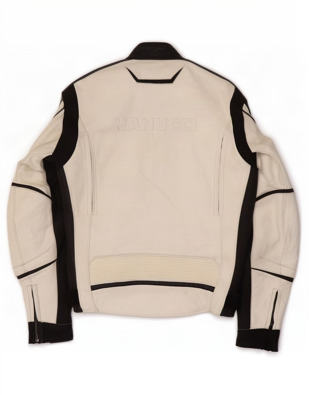 Jaqueta masculina Vanucci de couro gráfico Racer EU 48 pequeno bloco colorido branco