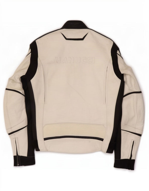 Jaqueta masculina Vanucci de couro gráfico Racer EU 48 pequeno bloco colorido branco