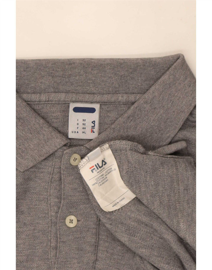 Camisa polo masculina Fila algodão manchado cinza médio