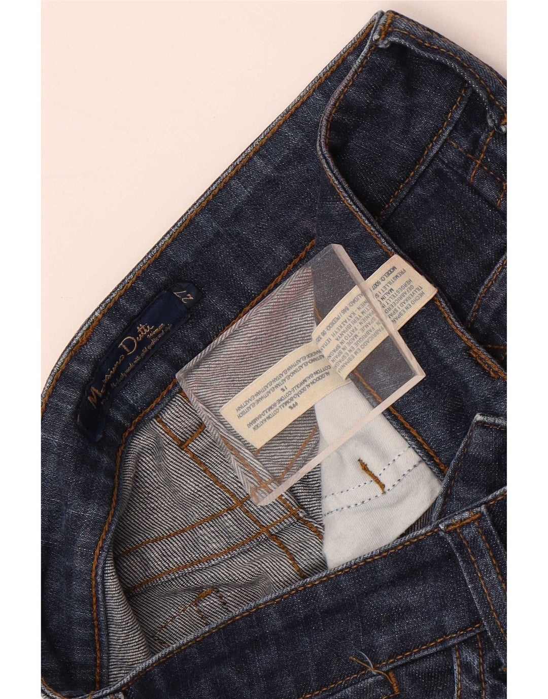 Jeans retos femininos Massimo Dutti W27 L29 algodão azul marinho