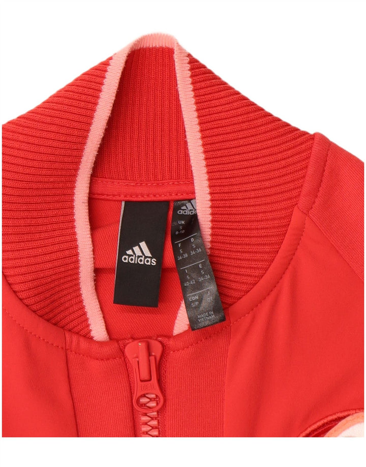 ADIDAS Womens Tracksuit Top Jacket UK 8/10 Pequeno Vermelho Colourblock Nylon