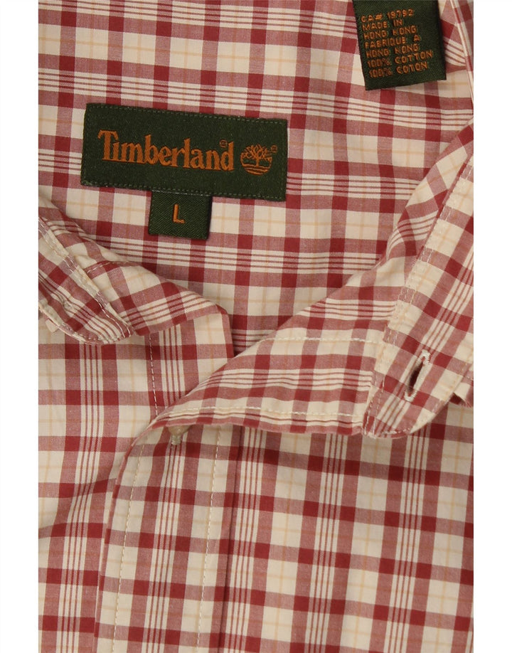 Camisa masculina Timberland grande xadrez vermelho algodão