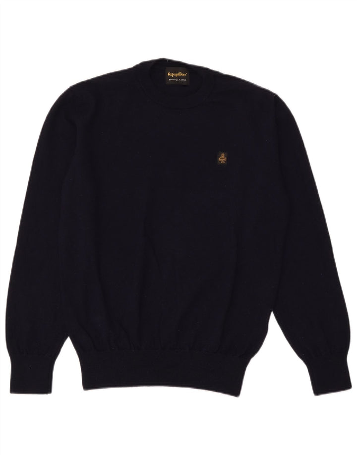 Suéter masculino Refrigiwear com gola redonda XL de lã azul marinho
