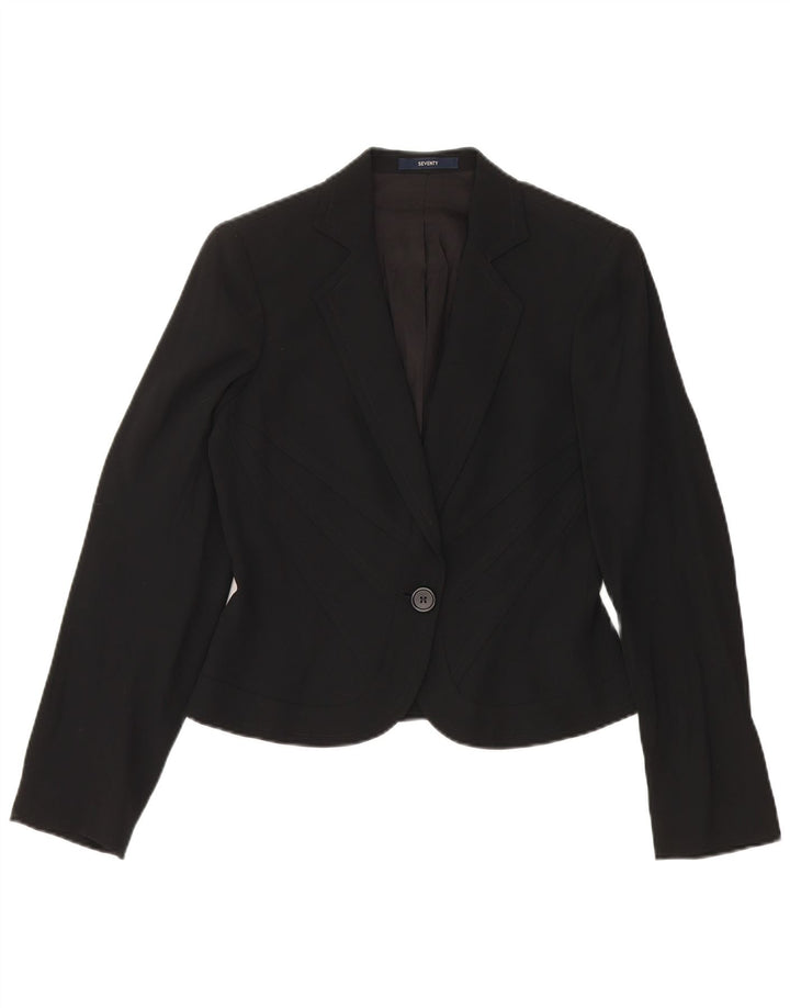 Jaqueta Blazer Feminina Seventy Crop 1 Botão IT 40 Pequena Viscose Preta