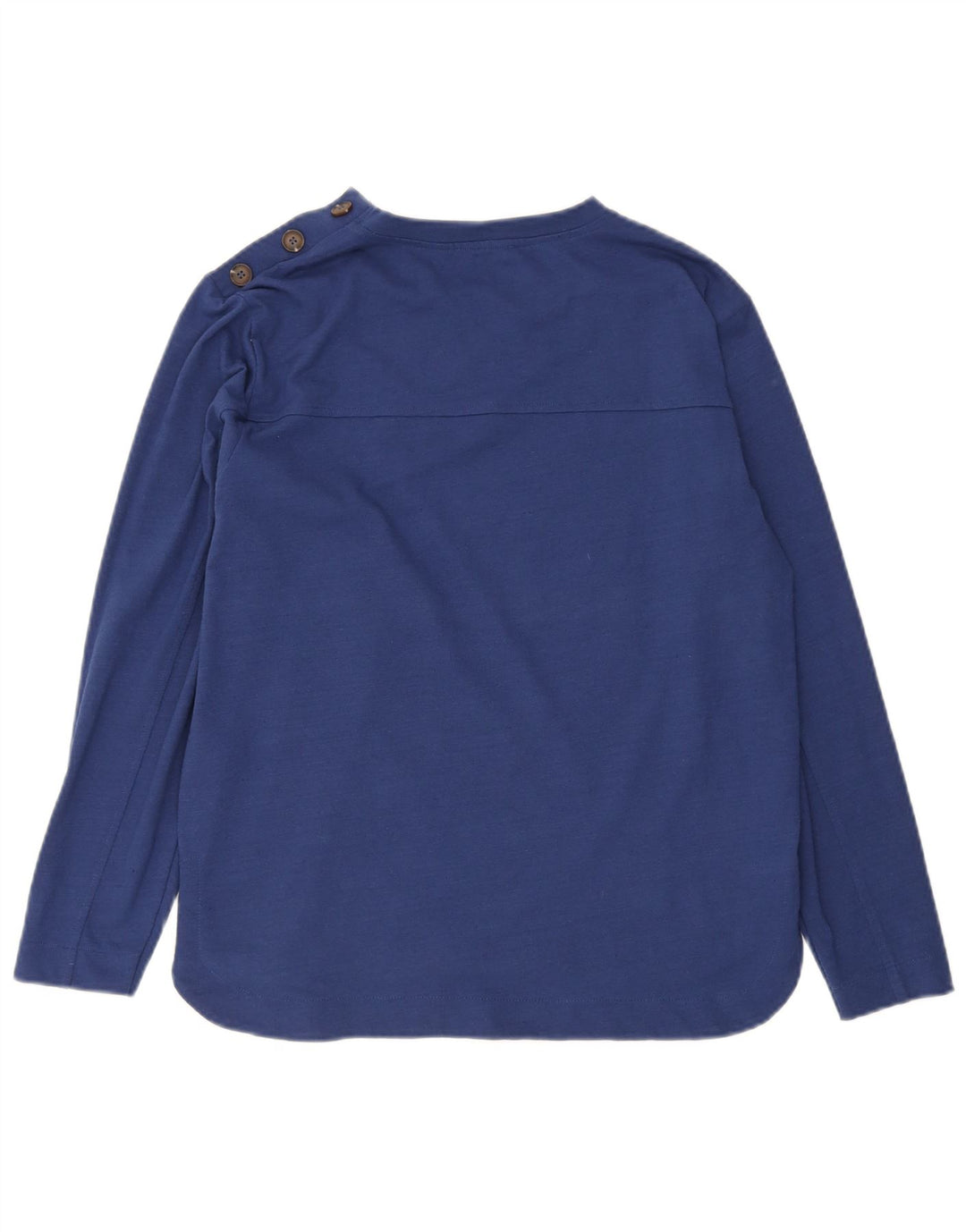 Top feminino BENETTON manga comprida UK 18 XL algodão azul