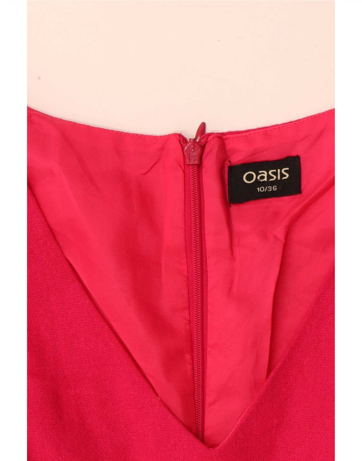 Vestido feminino Oasis A-Line UK 10 pequeno de lã rosa