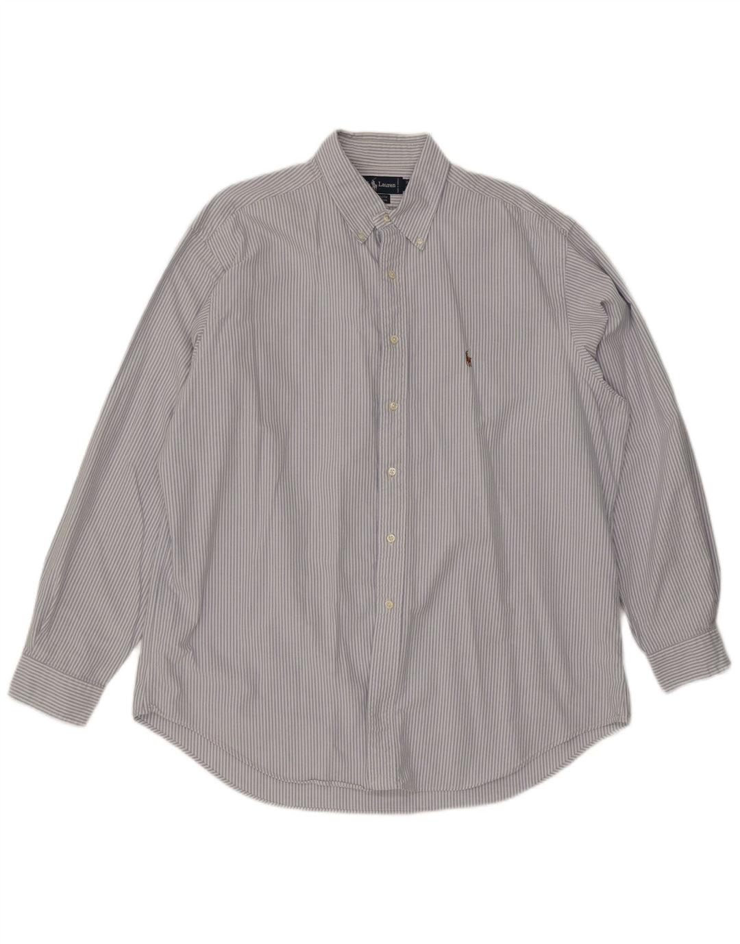 Camisa masculina Yarmouth RALPH LAUREN tamanho 17 XL algodão listrado azul