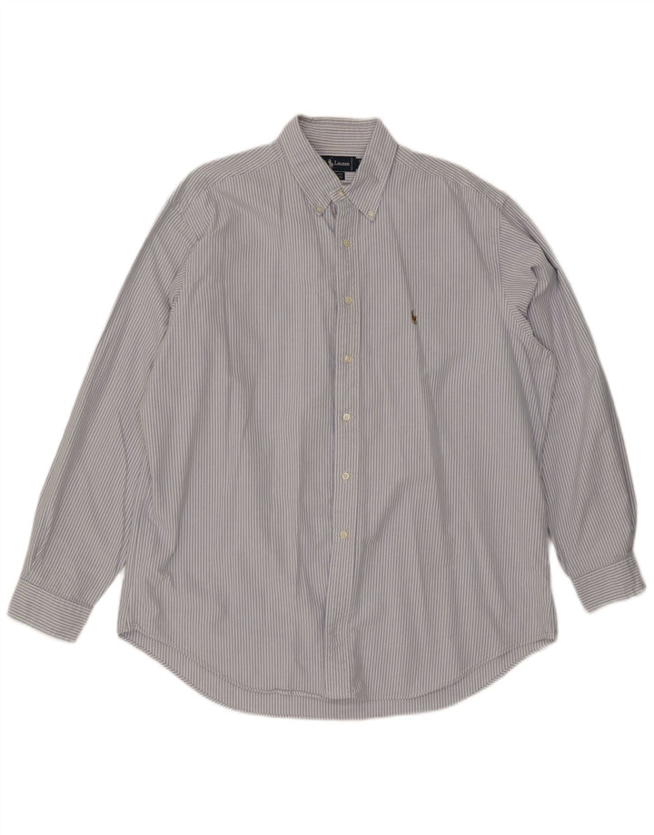 Camisa masculina Yarmouth RALPH LAUREN tamanho 17 XL algodão listrado azul