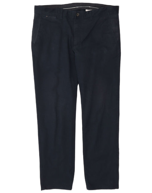 Zara Calça Chino Masculina Reta UE 44 Grande W34 L28 Algodão Azul Marinho