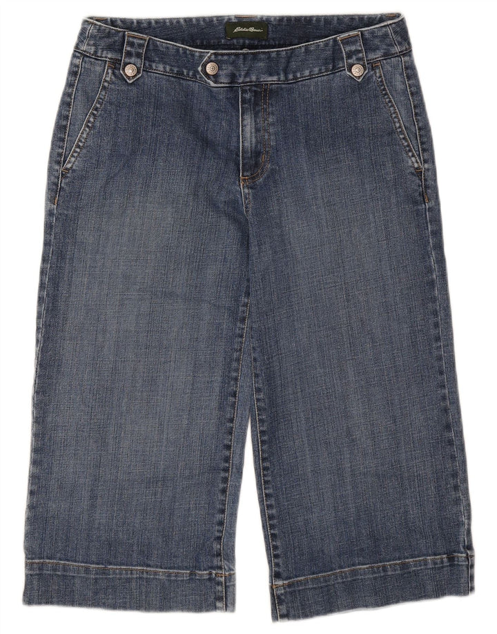 Calça capri feminina EDDIE BAUER EUA 6 médio W30 L19 algodão azul