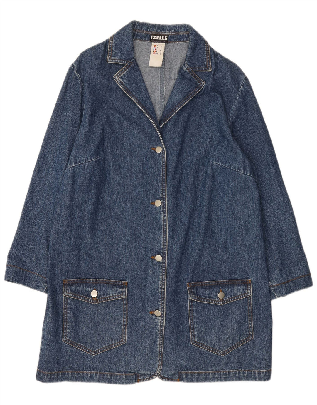 Casaco jeans feminino vintage UK 18 XL algodão azul