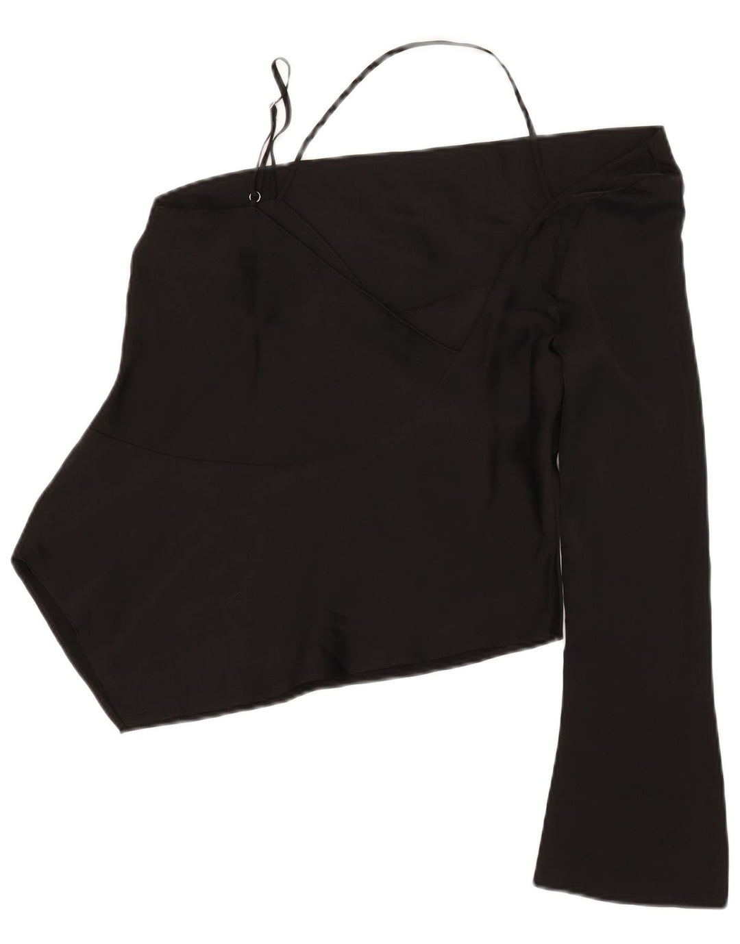 Topshop feminino assimétrico de um ombro UK 12 poliéster preto médio
