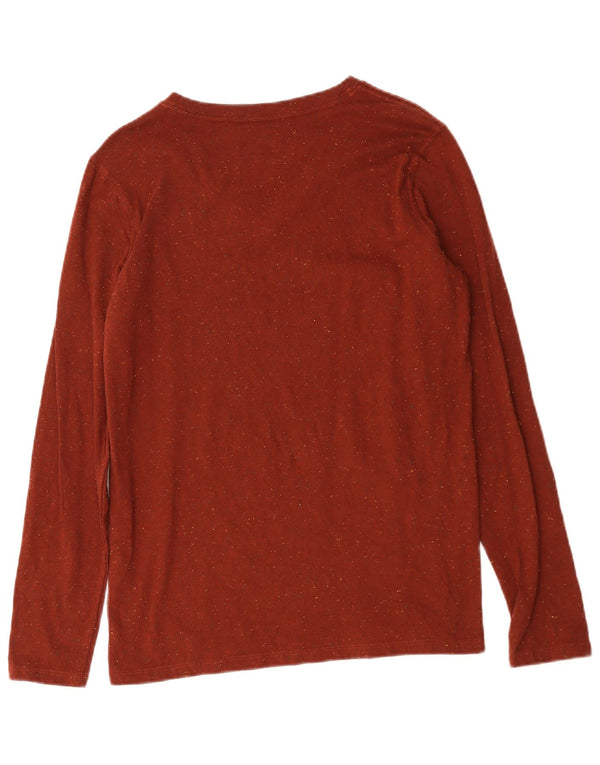 Top feminino Carhartt com ajuste relaxado e manga comprida EUA 12/14 grande marrom manchado