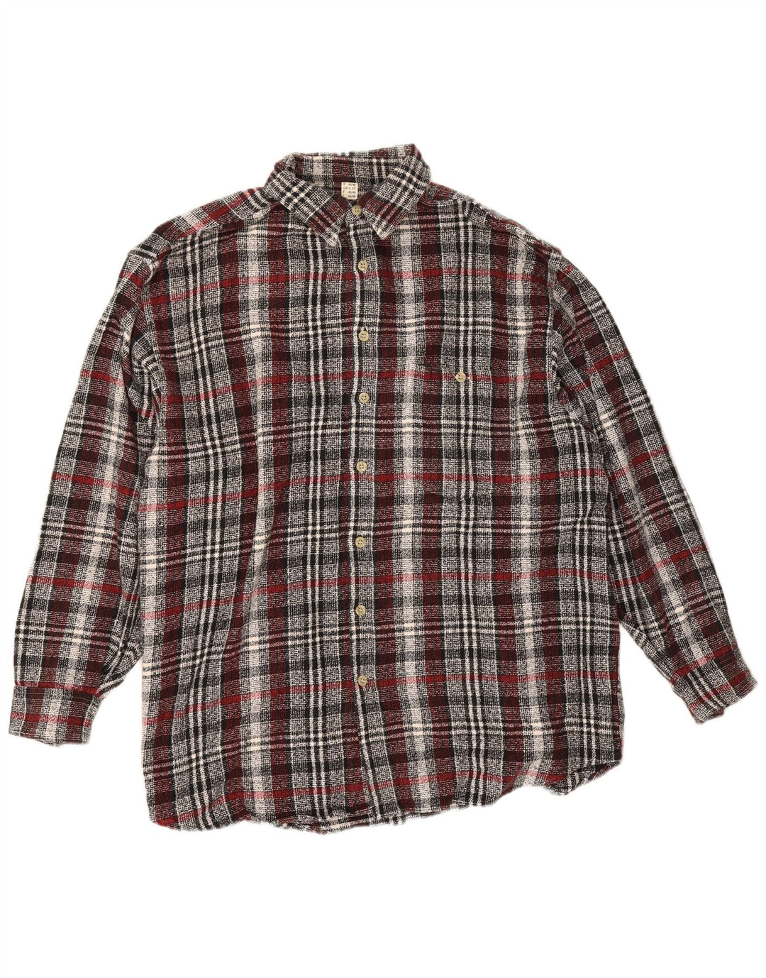 Camisa masculina vintage de flanela tamanho 16 1/2 grande algodão xadrez cinza