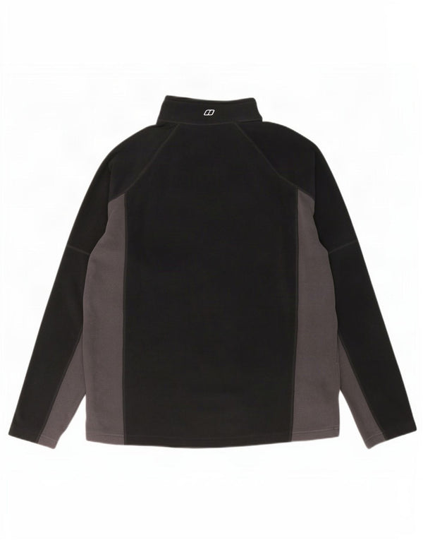 Berghaus Suéter masculino de lã com zíper e gola grande em poliéster colorblock preto