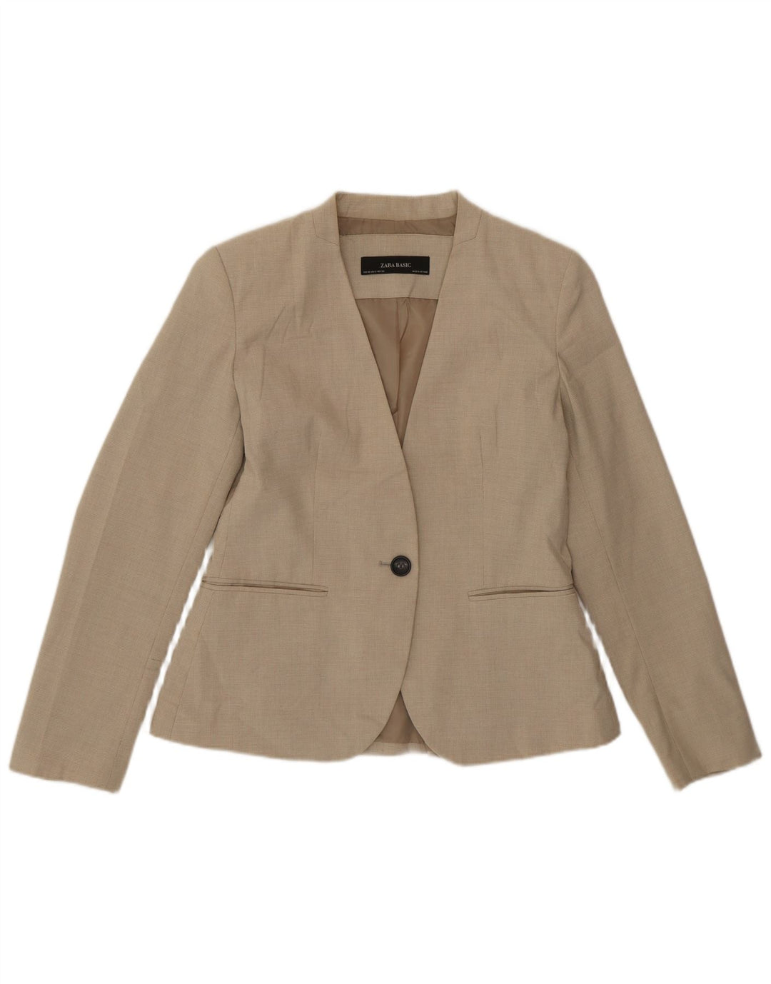 Jaqueta blazer feminina Zara com 1 botão EU 38 pequeno bege houndstooth