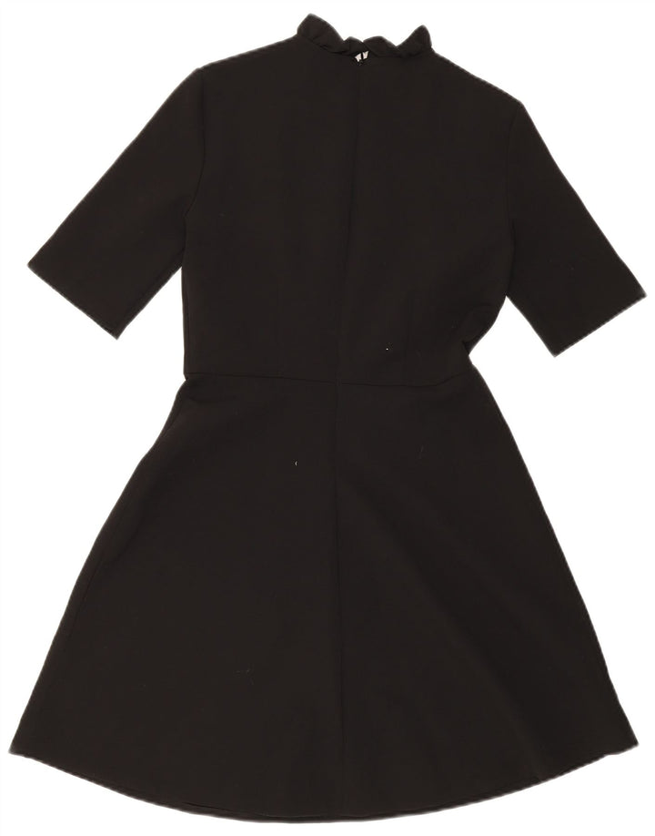 Vestido feminino ZARA A-Line UK 10 pequeno preto floral poliéster