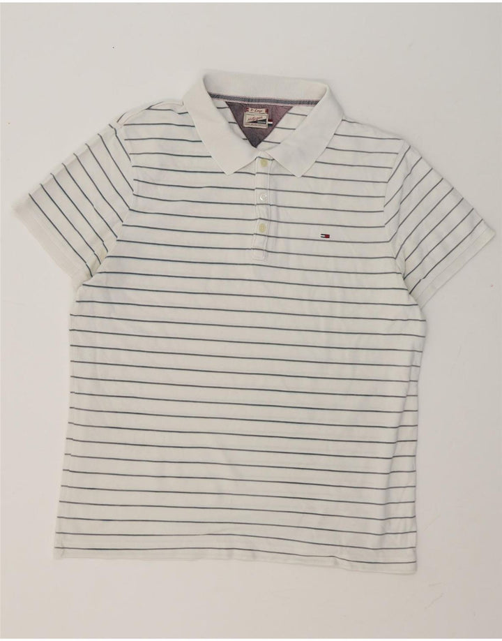 Camisa polo masculina Tommy Hilfiger XL listrada branca