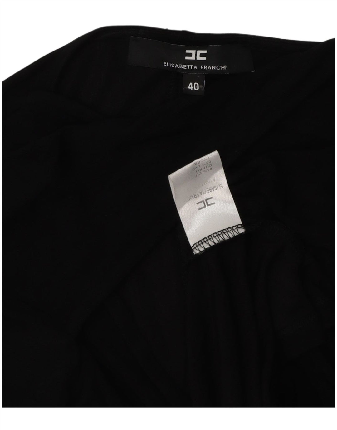Blusa feminina Elisabetta Franchi de manga comprida IT 40 pequena preta Cupro