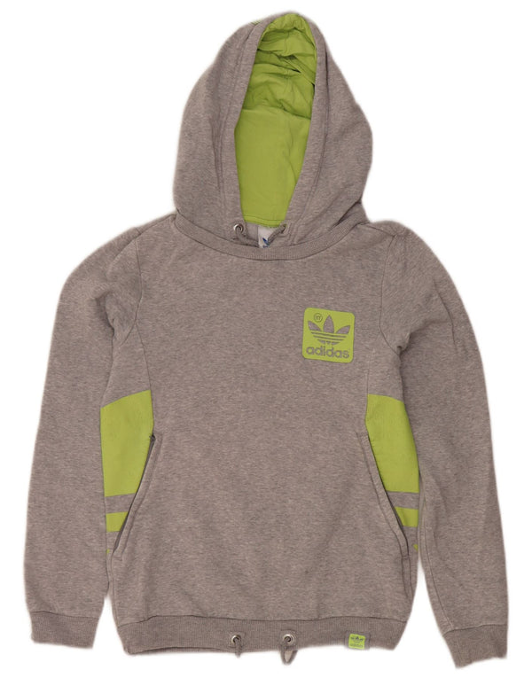 Adidas feminino gráfico moletom com capuz EU 34 pequeno cinza algodão