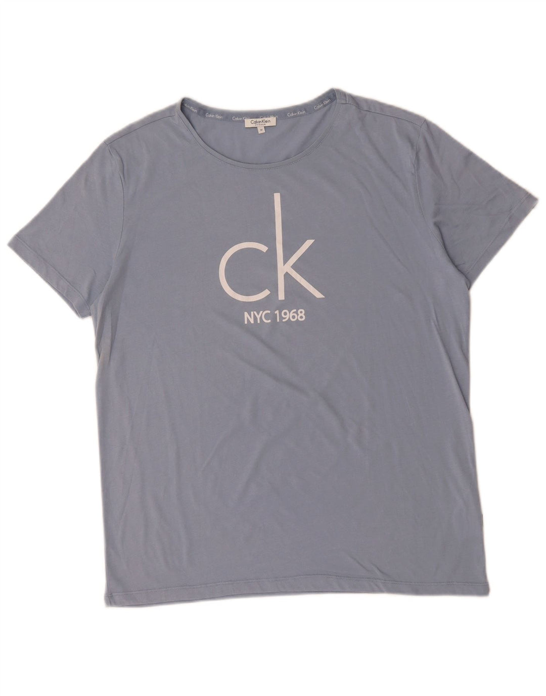 Camiseta masculina CALVIN KLEIN com estampa gráfica de algodão azul médio