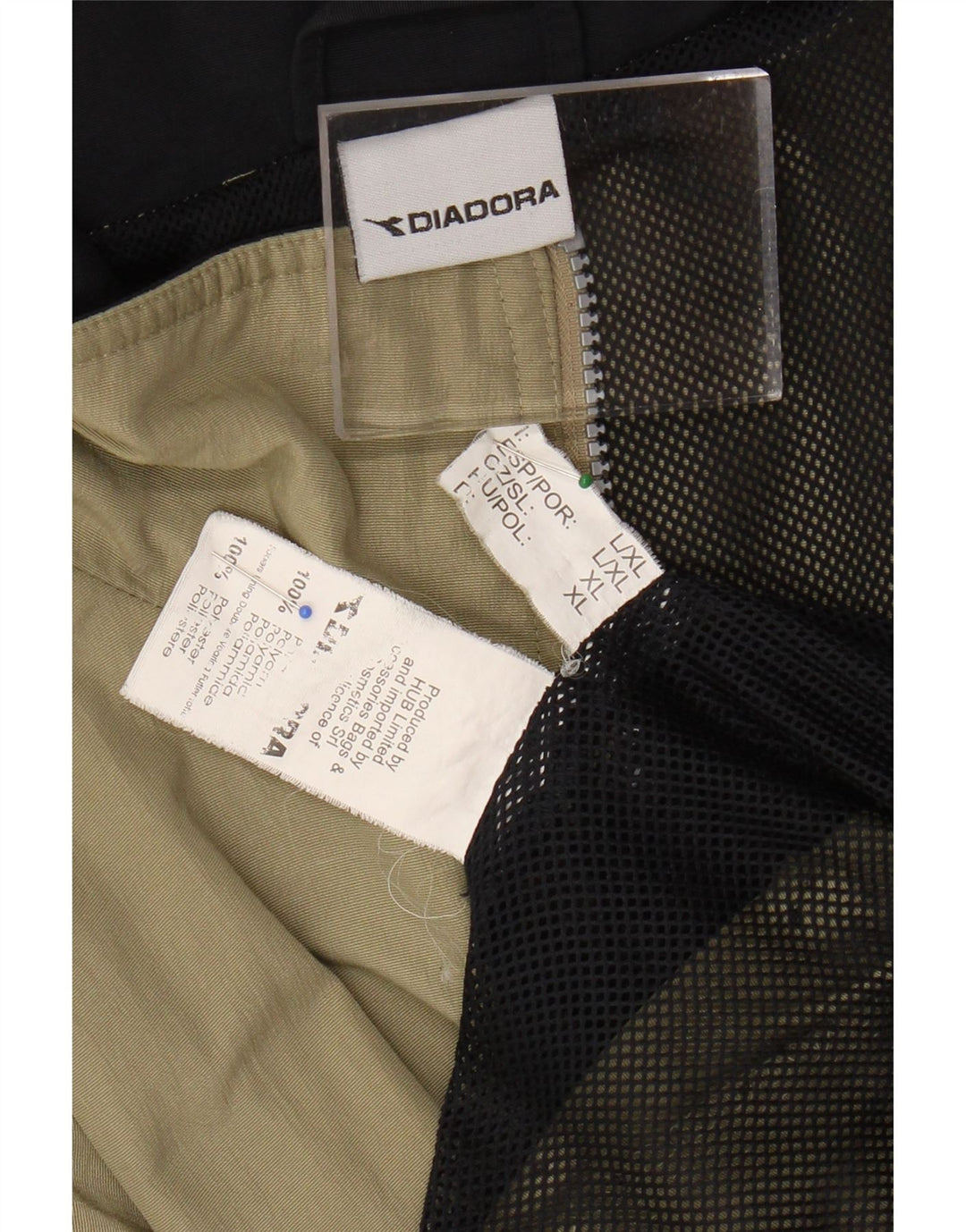 Diadora Mens Hooded Loose Fit Rain Jacket UK 40 Grande Bege Poliamida