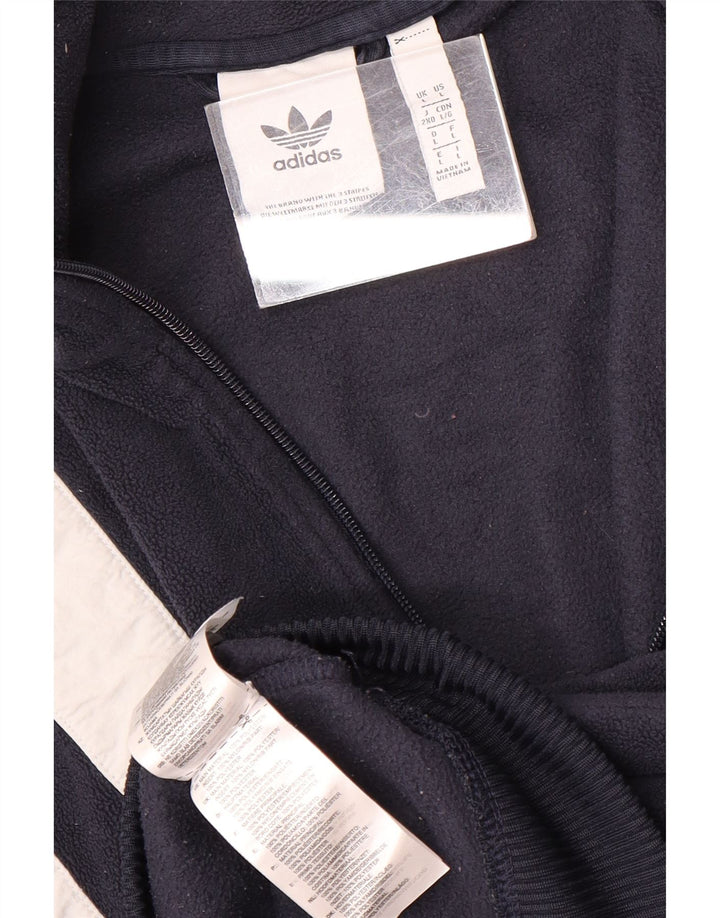 ADIDAS Mens Zip Neck Fleece Jumper Grande Azul Marinho Colourblock Poliéster