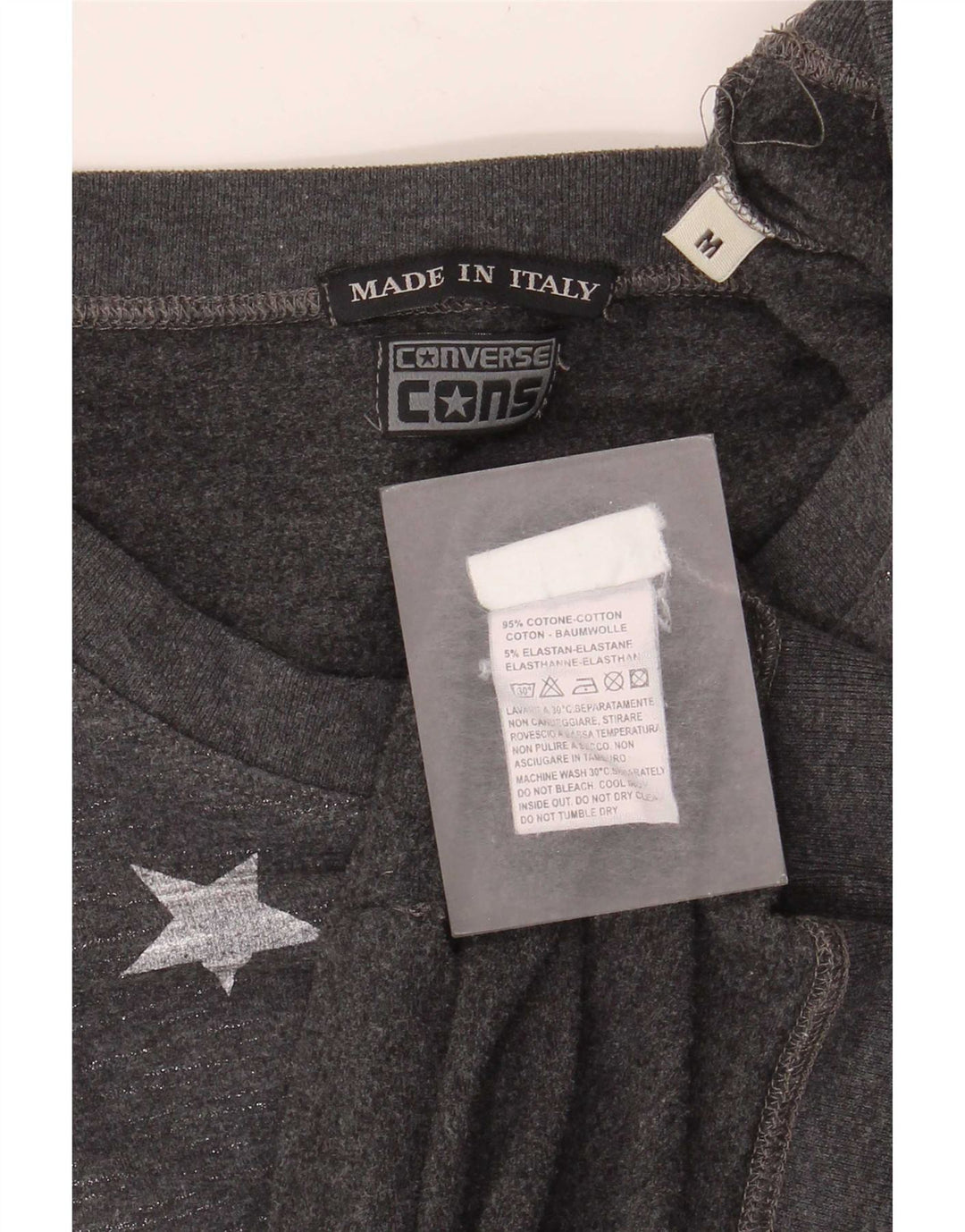 Converse feminino gráfico moletom jumper UK 12 cinza médio manchado
