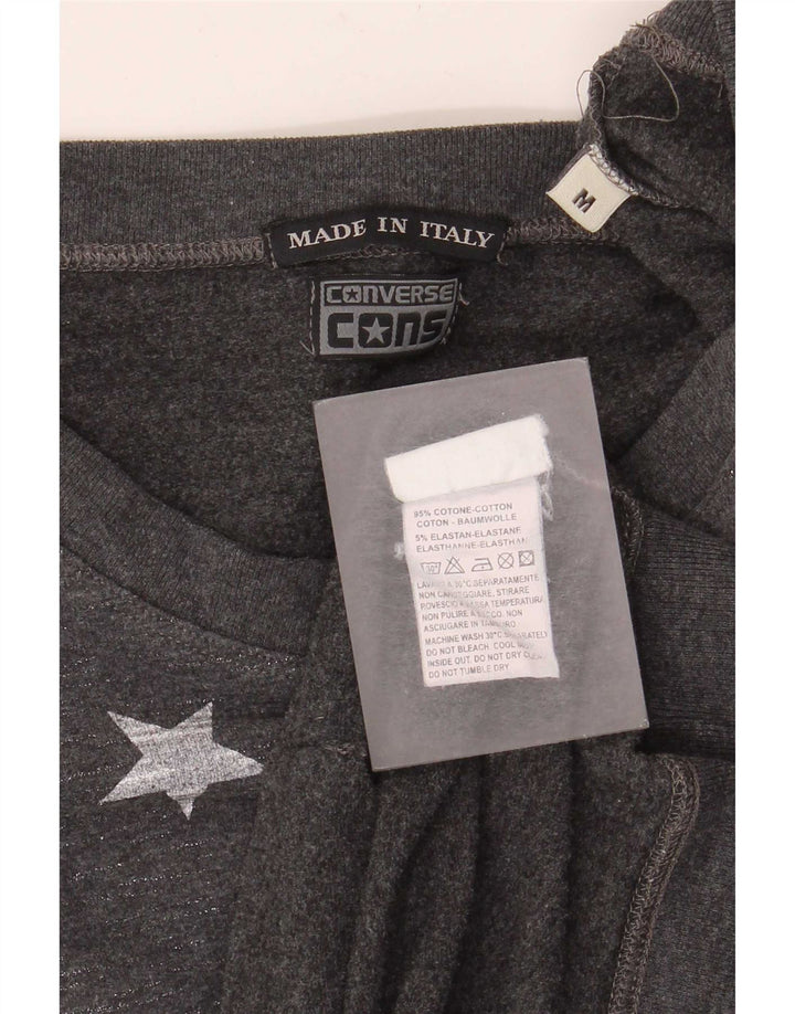 Converse feminino gráfico moletom jumper UK 12 cinza médio manchado