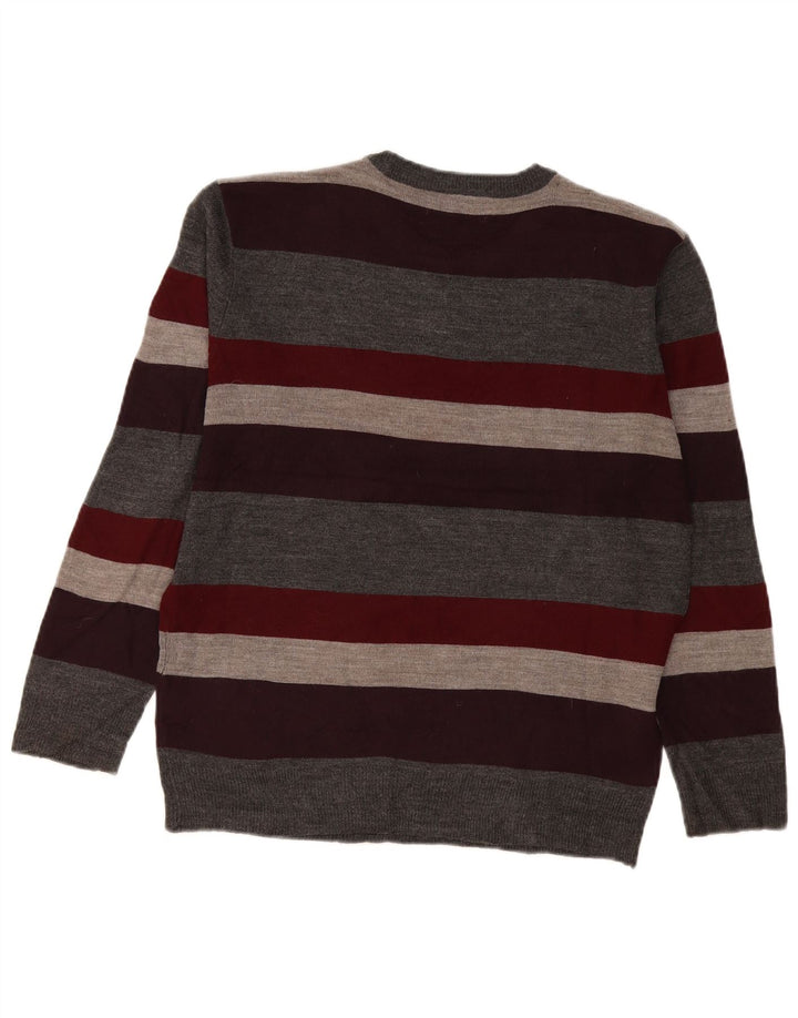 Pierre Cardin Suéter masculino com gola redonda, pequeno listrado multicolorido